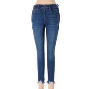 LOFT | High Waisted Raw Hem Skinny Jeans in Medium Wash